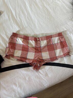 RARE Gilly Hicks Plaid Boxer Sleep Shorts Sz L